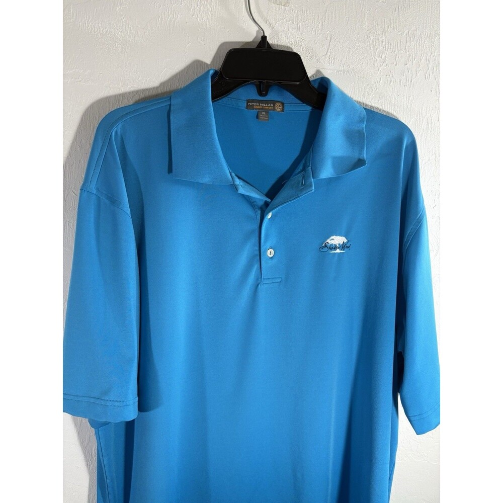Peter Millar Bright Blue X-Large Golf Summer Comfort Mens Polo Shadow Wood Shirt